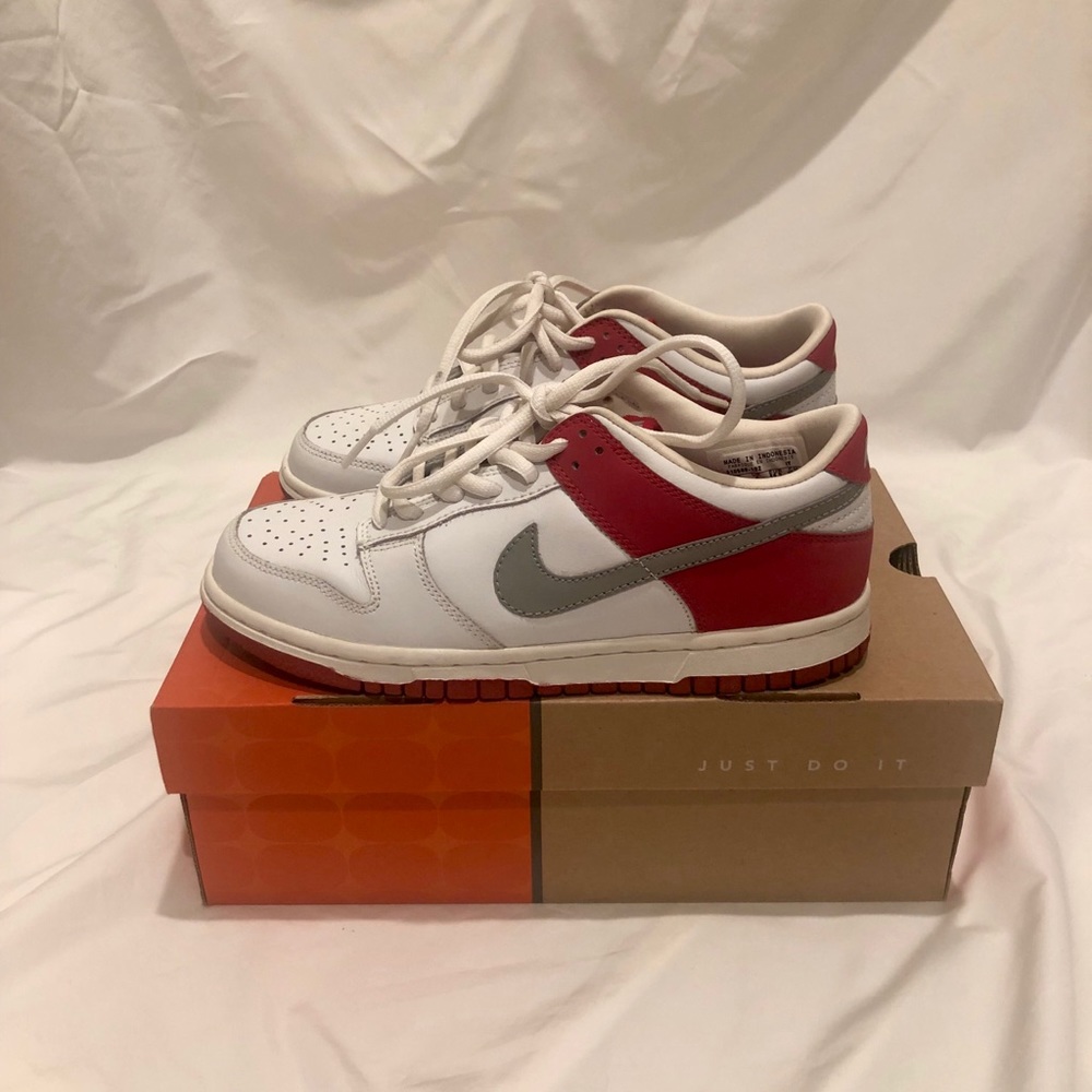 Nike Dunk Low in Red, White, and Grey